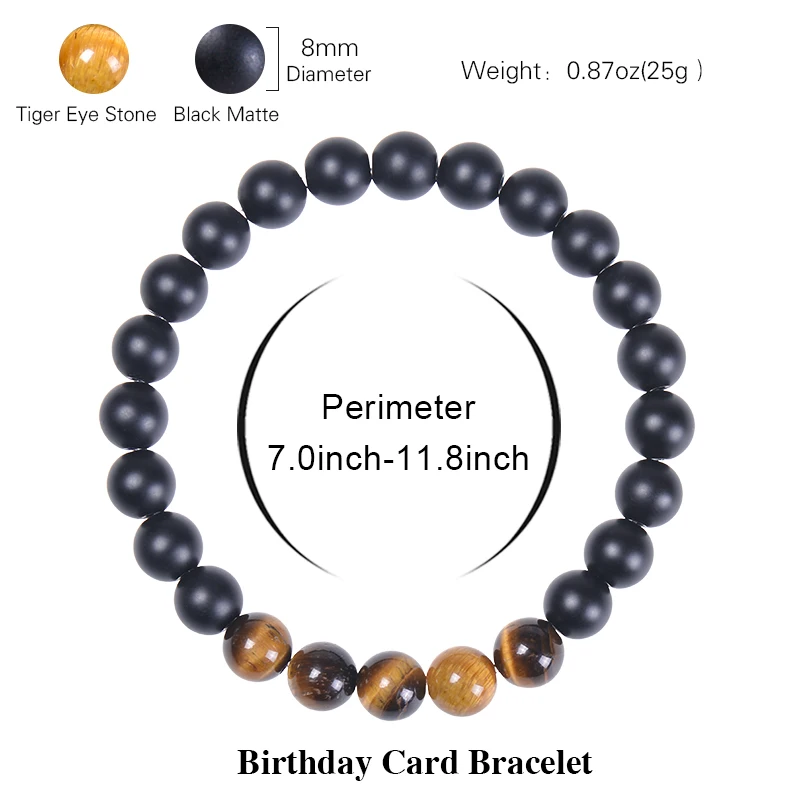 30/40/50/60/70/80 Years Old Birthday Gifts for Men Bead Bracelets for Women Natural Stone Bracelets Handmade Stone Card Bracelet