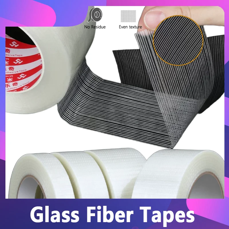 

5~80mm High-Strength Fiber Strapping Tape 50m/Roll Clear Packaging Tape for Heavy Duty Bundling Industrial Adhesive Single Sided