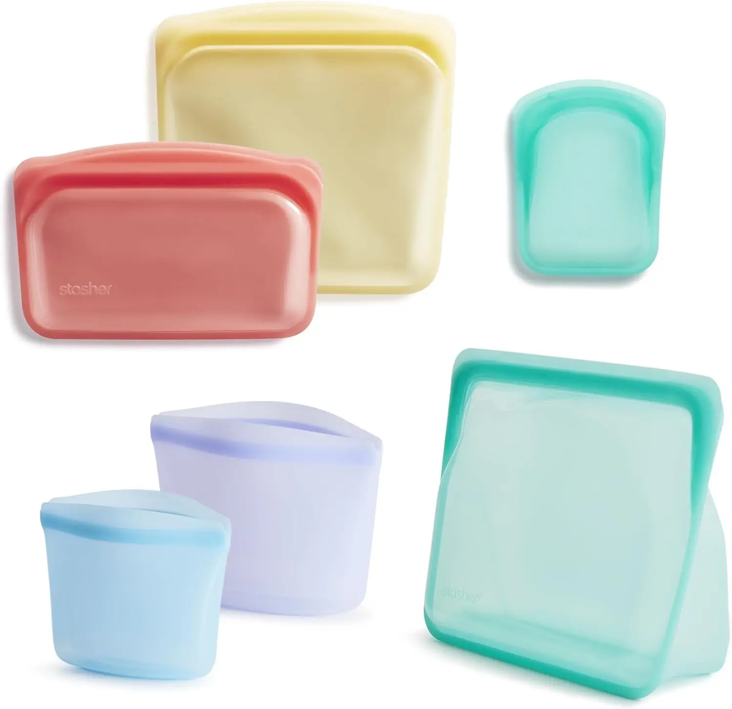 

Reusable Silicone Food Storage Bags, 6-Pack, Microwave & Dishwasher Safe, Eco-Friendly Snack Containers