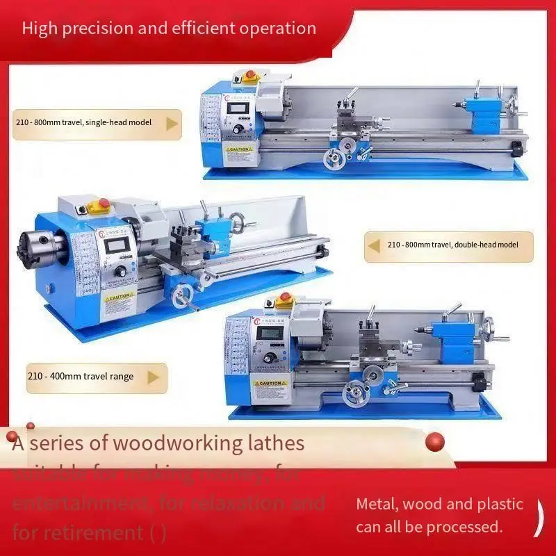 Mini CNC Wm210v 220V 900 Watt Horizontal Variable Speed Brushless Motor Household Metal Manual Lathe Wear-Resistant