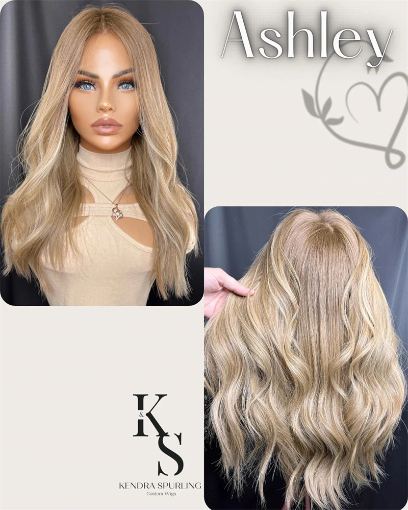 Loose Wavy Ombre Honey Ash Blonde Top HD Lace Front Wig Preplucked Hairline Wig Small Large Cap For Black White Women Daily WEar