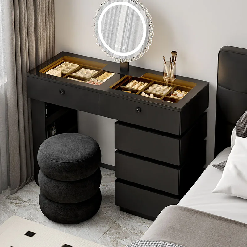 

Black Wooden Vanity Table Big Size Minimalist Minimalist Luxury Bedroom Dressing Table Shelf Comoda Pra Quarto Home Decoration