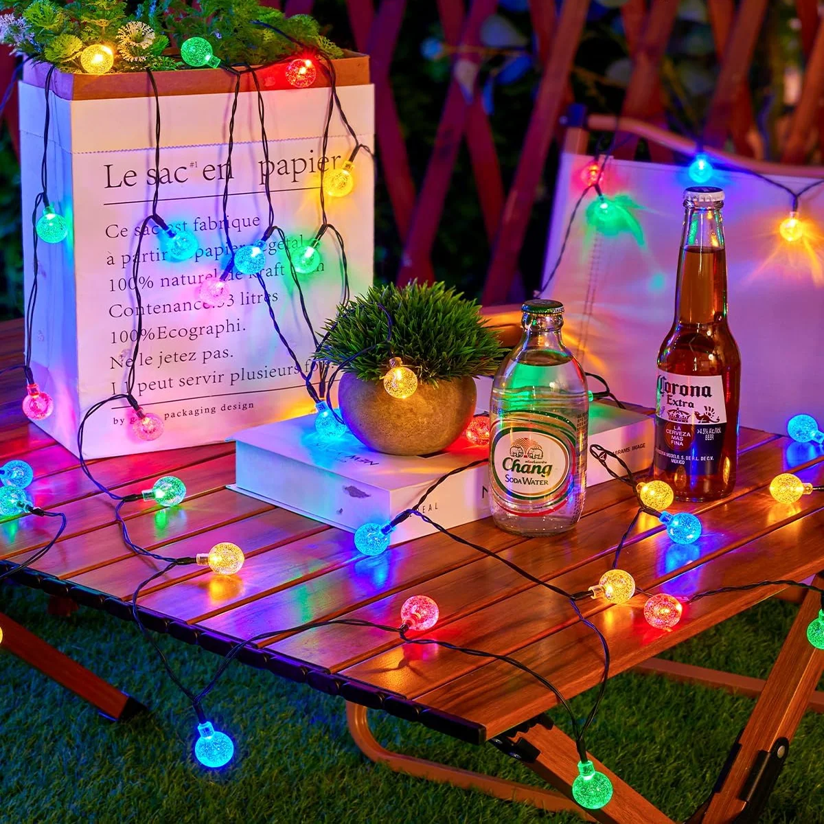 

40/50/60 LEDs solar string lights waterproof indoor/outdoor crystal ball lights garden courtyard porch wedding party decorations
