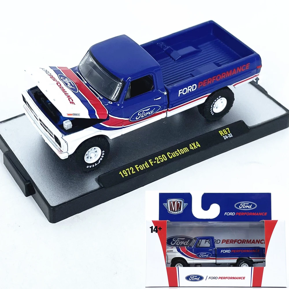Diecast m2 escala 1:64 ford F-250 personalizado imitação liga modelo de carro brinquedo colecionável presente lembrança exibição ornamento