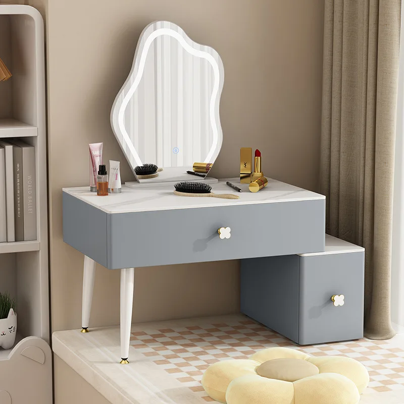 For Nordic solid wood bay window dresser bedroom cream wind rock slab makeup storage cabinet window sill tatami makeup desk