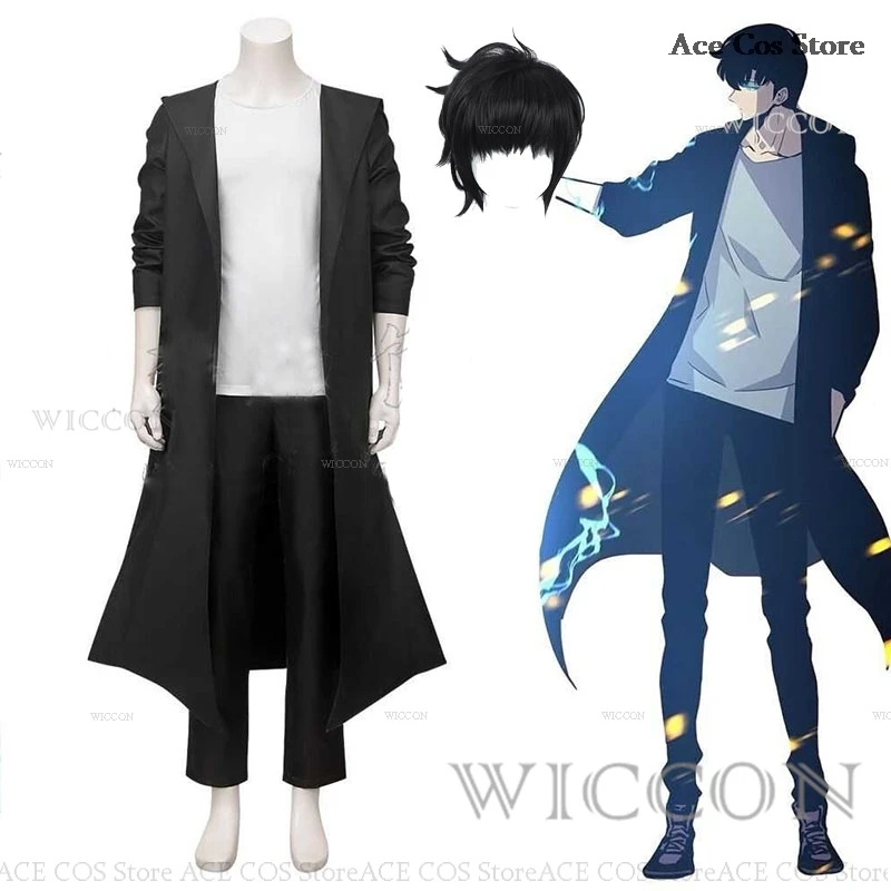 

Anime Knight Killer Sung Jin-woo Solo Sung Jinwoo Leveling Cosplay Costume Wig Shun Mizushino Trench Coat Halloween Cos Outfit