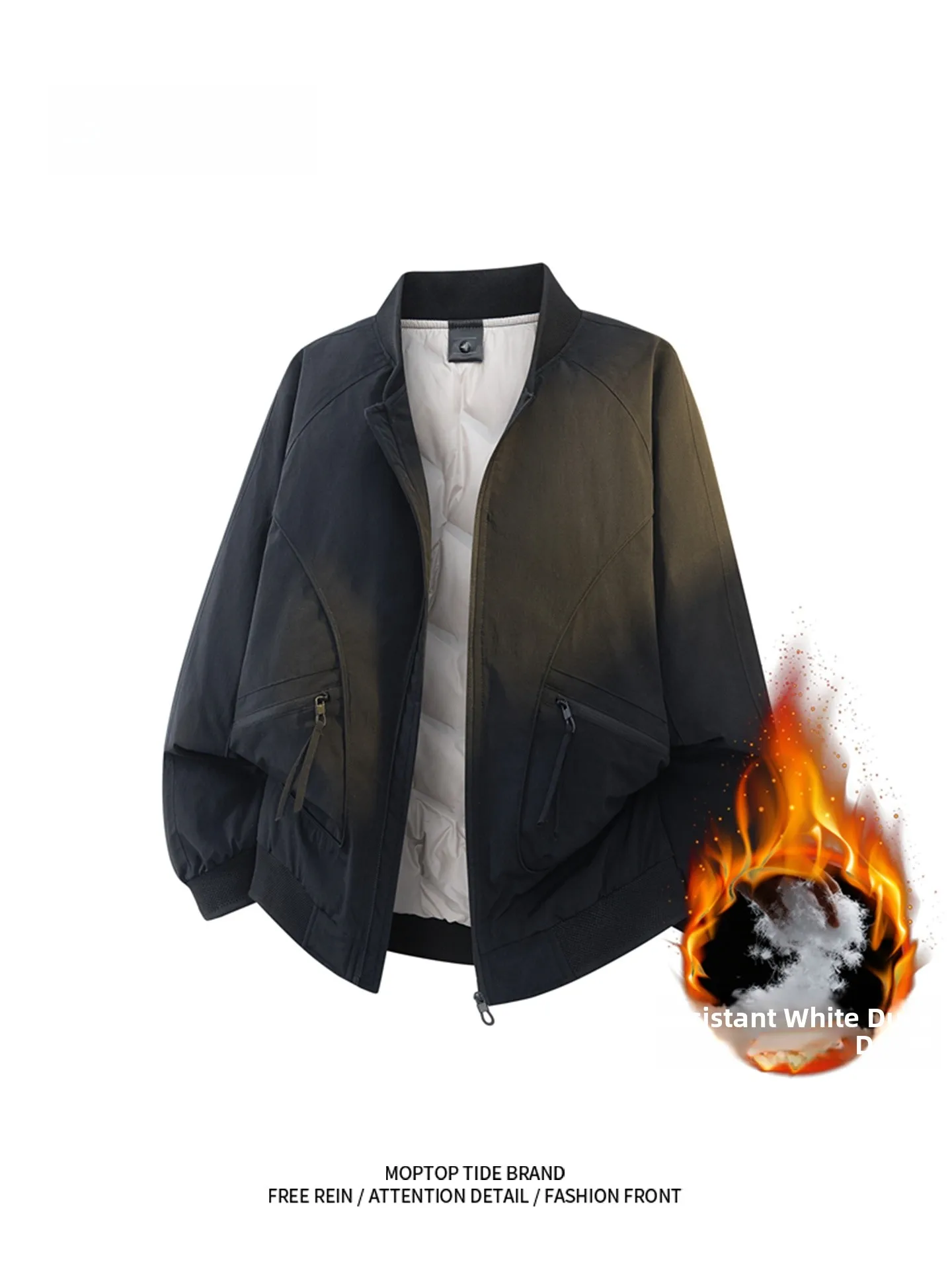 

Мужская повседневная утепленная куртка-бомбер MMOPTOP с воротником-стойкой, белая, на пуху, теплая, утолщенная, верхняя одежда