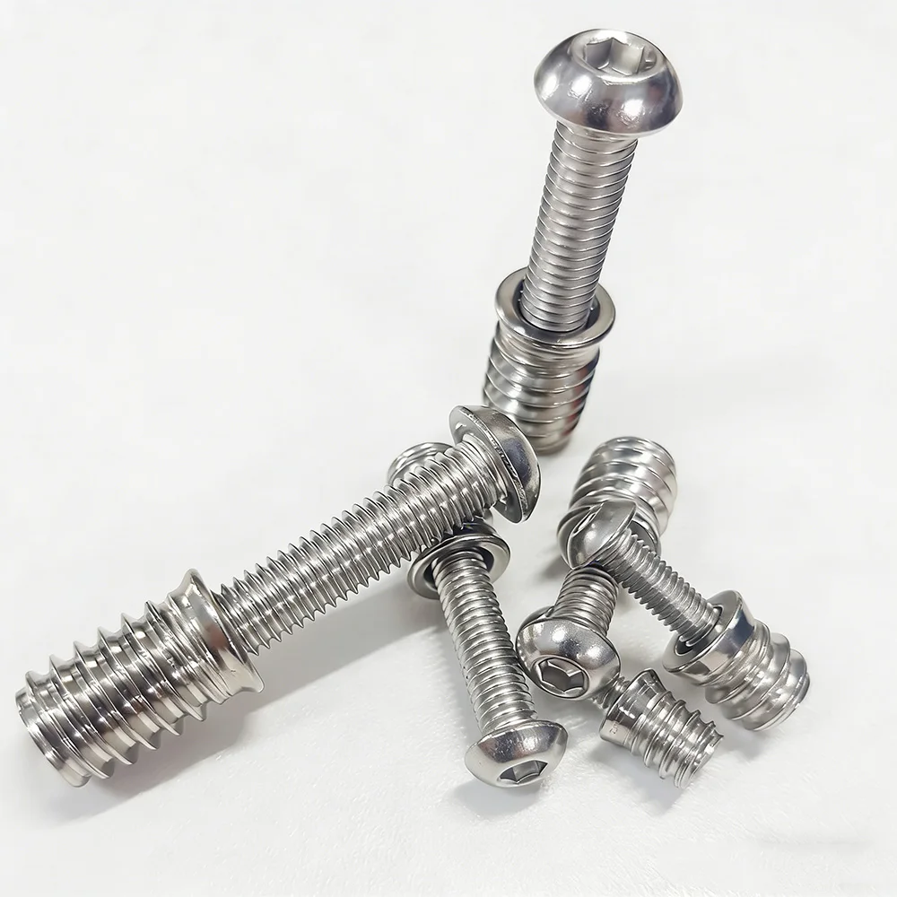 304 SS Countersunk Furniture Nut with Hex Socket Round Head Screws Set M4M5M6M8 Embedment Nut and Bolt Kit Cabinet Bed Assembly