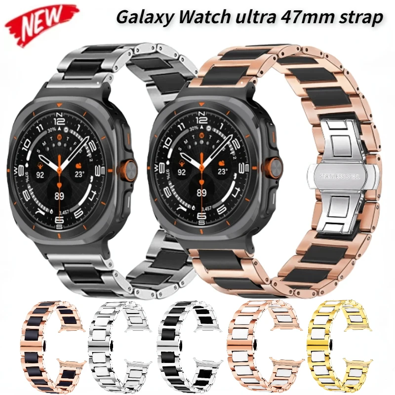 السيراميك + حزام معدني لساعة سامسونج جالاكسي 8-7 الترا 47 مللي متر موضة سوار الفولاذ المقاوم للصدأ معصمه ساعة جالاكسي 2025 7 الترا