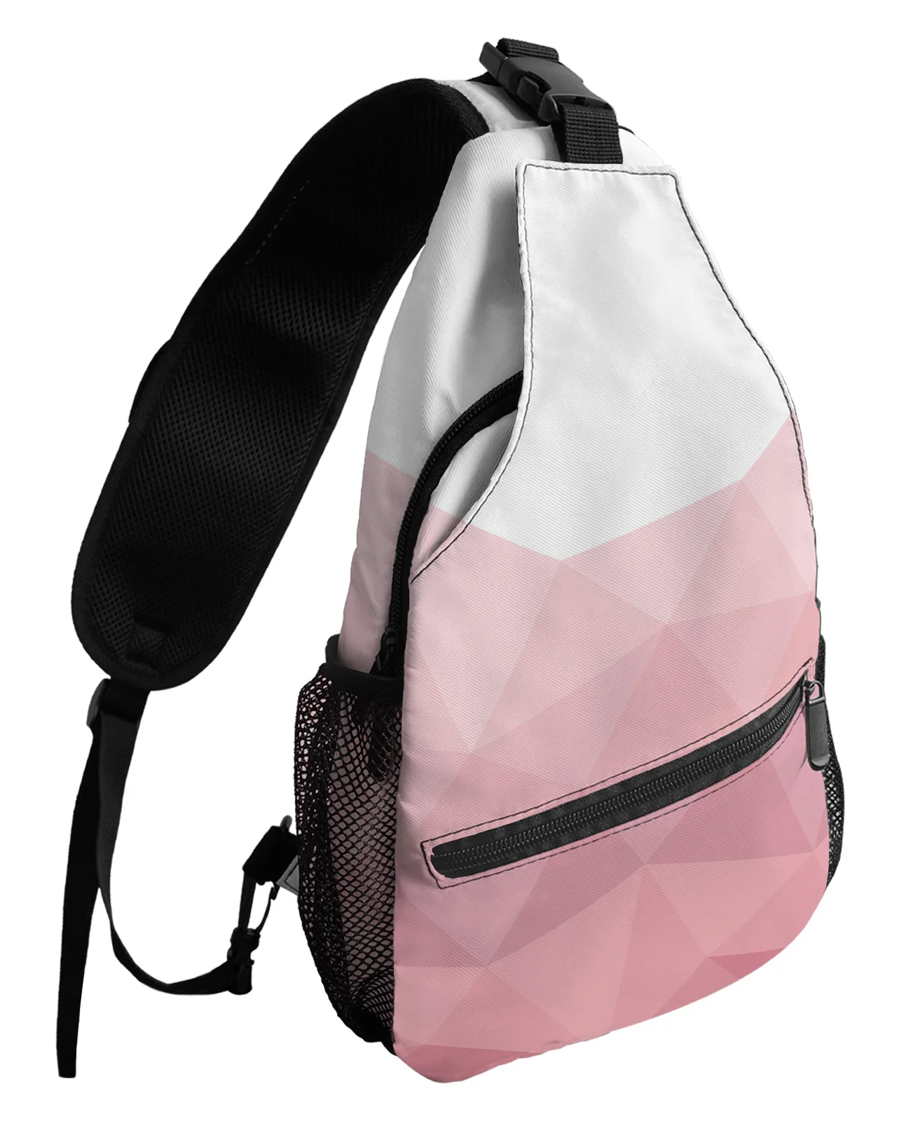 Triangle Pink Gradient Chest Bags For Women Men Waterproof Messenger Bags Female Travel Sport One Shoulder Crossbody Bag