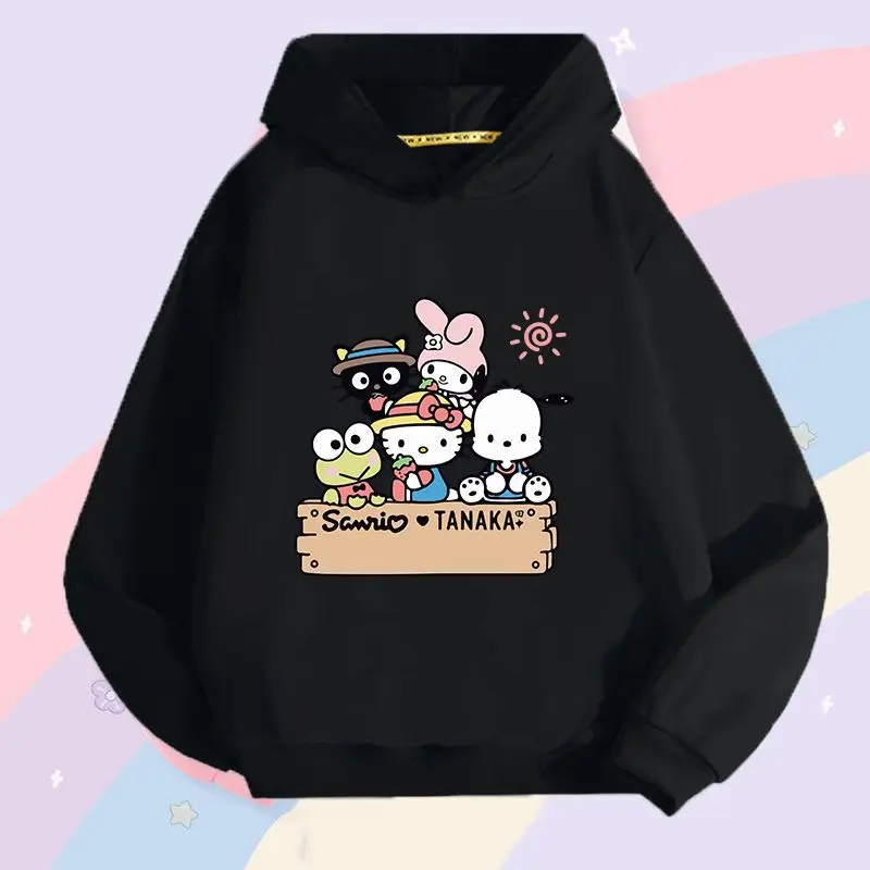 Sanrio Kawaii Hello Kitty Meisjes Sweatshirt Met Capuchon Kuromi Cinnamoroll Anime Cartoon Mode Huidvriendelijke Kinderkleding Jassen