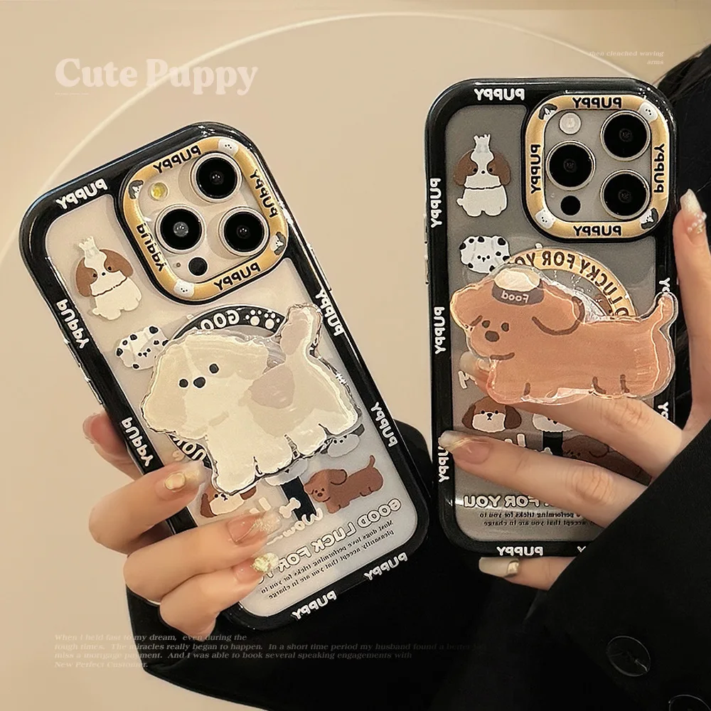 Koreanische Cartoon-Welpen Magnetische Halterung Handyhülle für iPhone 17 Air 16 15 14 13 12 11 Pro Max Stoßfeste Schutzhülle