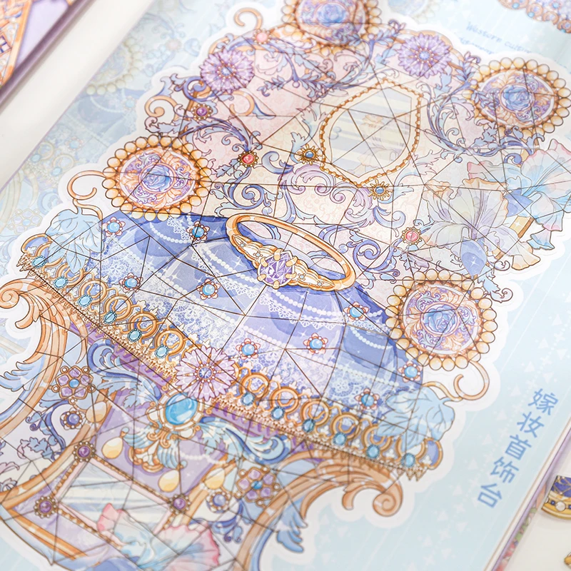 بطاقة عاشق 20 قطعة [سلسلة كتب ملصقات لغز الكنز] مجموعة ملصقات المناظر الطبيعية ثلاثية الأبعاد كأس النبيذ كأس الله كرتون التاج الوردي