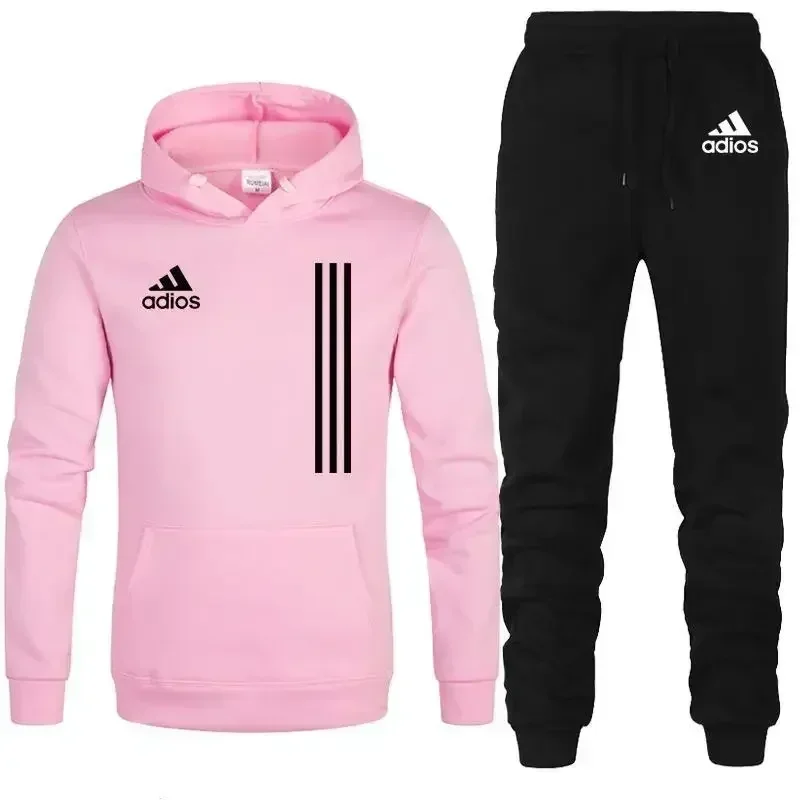 New Autumn and Winter Casual Men's Set, Men's Outdoor Running Sports Set, Long-sleeved Pullover Hoodie + Long Pants 2-piece Set