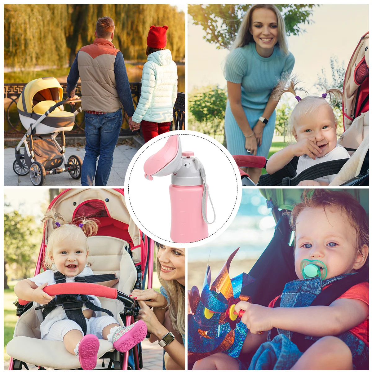 

Baby Pink Portable Car Urinal Bottle Kids Travel Night Toilet Leak Proof Cute Cartoon Design Easy Carry Urinal Bottle