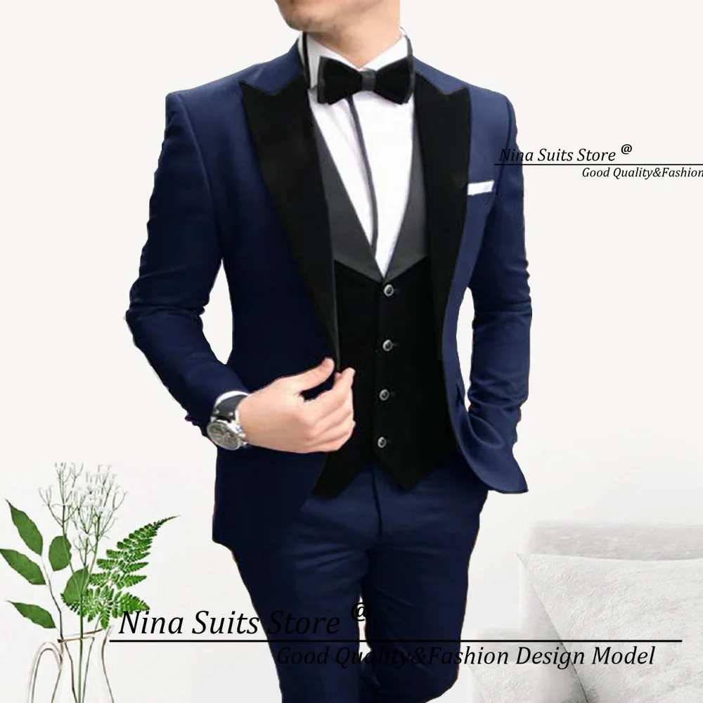 G&N 2027 Winter New Lavender Tuxedo For Man Custom Made Black Velvet Lapel Waistcost Casual Pants Groomsmen Wedding Costume