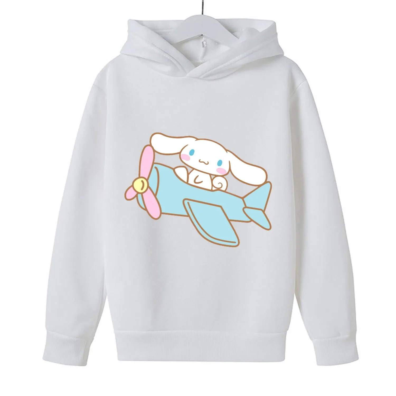 Cinnamoroll Thick Hoodie for Children Cute Sanrio Cartoon Fleece Clothing for Girls Boy Trendy Hoodies Clothes Sweatshirt Gift