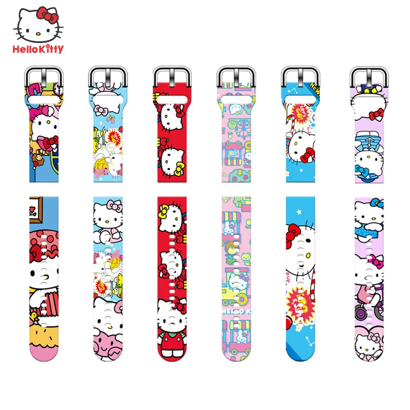 Sanrio HellKitty Cartoon 20mm 22mm Silicone Strap For Samsung Galaxy Watch Amazfit Bracelet For Huawei GT2 Pro Smartwatch