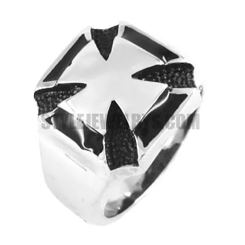 Classic German Army Iron Cross Ring Stainless Steel Jewelry Punk Cross Lightning Biker Mens Ring SWR0125A