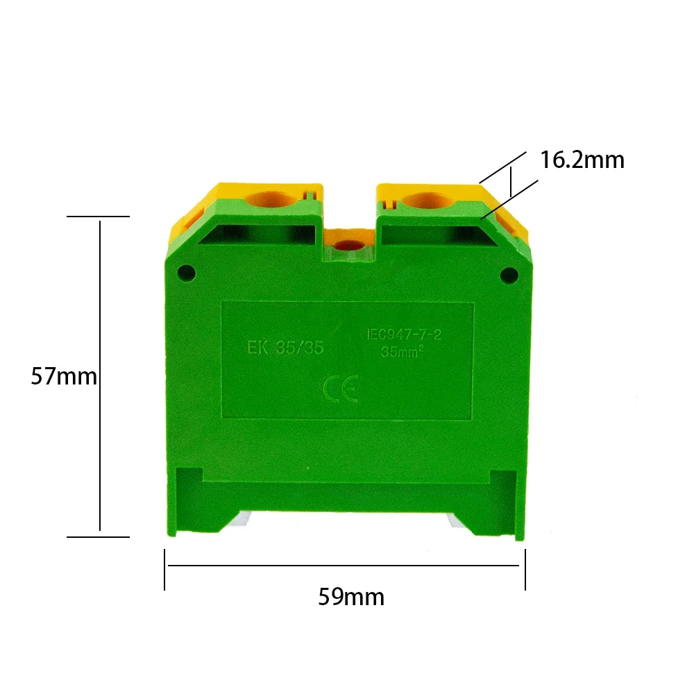 10Pcs PE Wire Conductor EK-35/35 Connector Ground Screw Connection Din Rail Terminal Blocks EK35/35