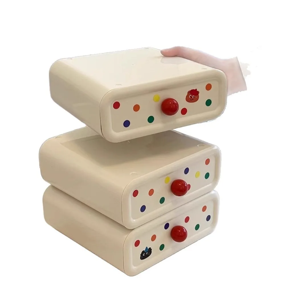 

New Dopamine Desk Organizer Box Dust-proof Large Capacity Drawer Stackable Stationery Storage Rack Cosmetics