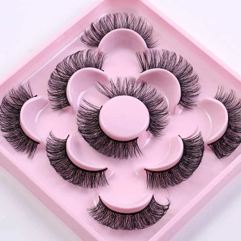 

1 box 5 Pairs Mink Eyelashes 3D Natural Manga Fake Lashes Russia Individual Eyelashes Extension Makeup tools Eyelash wholesale