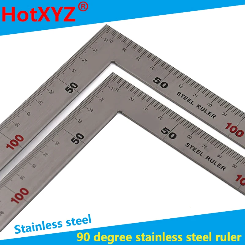 90 Degree  Stainless Steel Angle Ruler L-shaped Woodworking Measuring Universal Ruler Multi-Functional Right Angle  Ruler