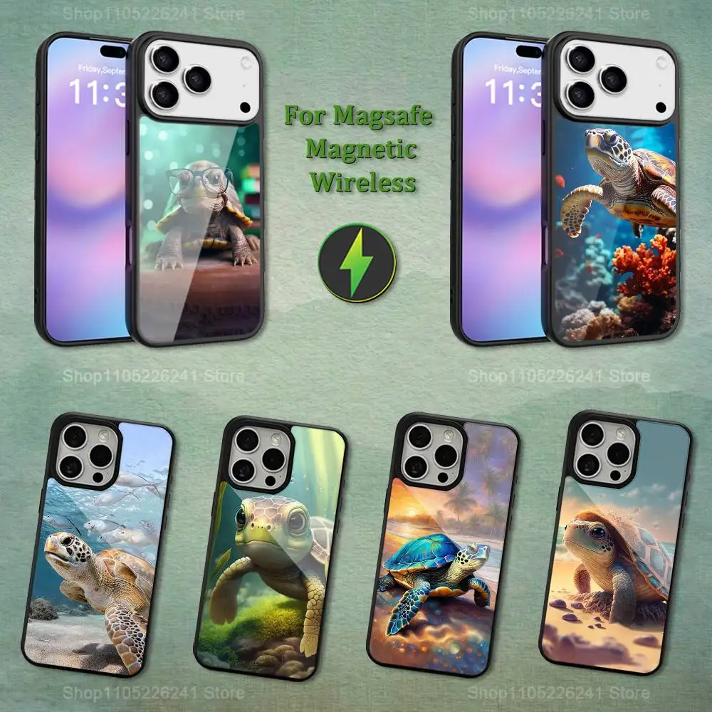 

Animal Little Turtle Cute Phone For iPhone 17,14,11,15,16,13,12,Pro,Max,For Magsafe,Plus,Mini, Magnetic Wireless Charging Case