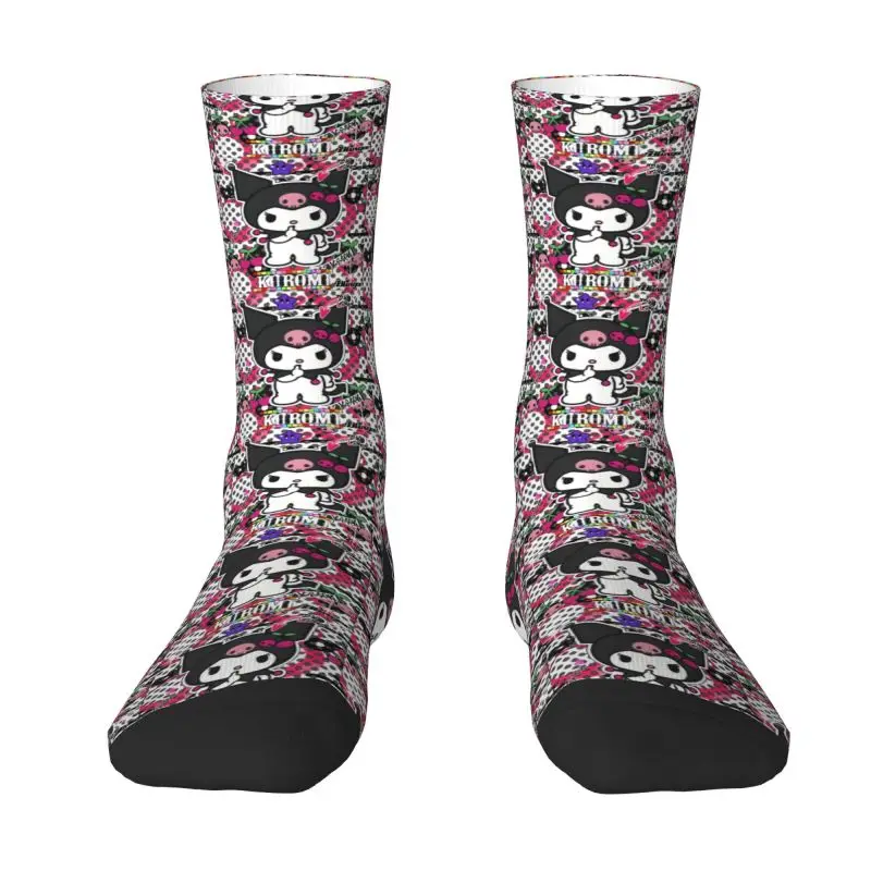 Chaussettes personnalisées Kuromi Sanurgente Anime pour hommes et femmes, chaudes, drôles, nouveauté, équipage