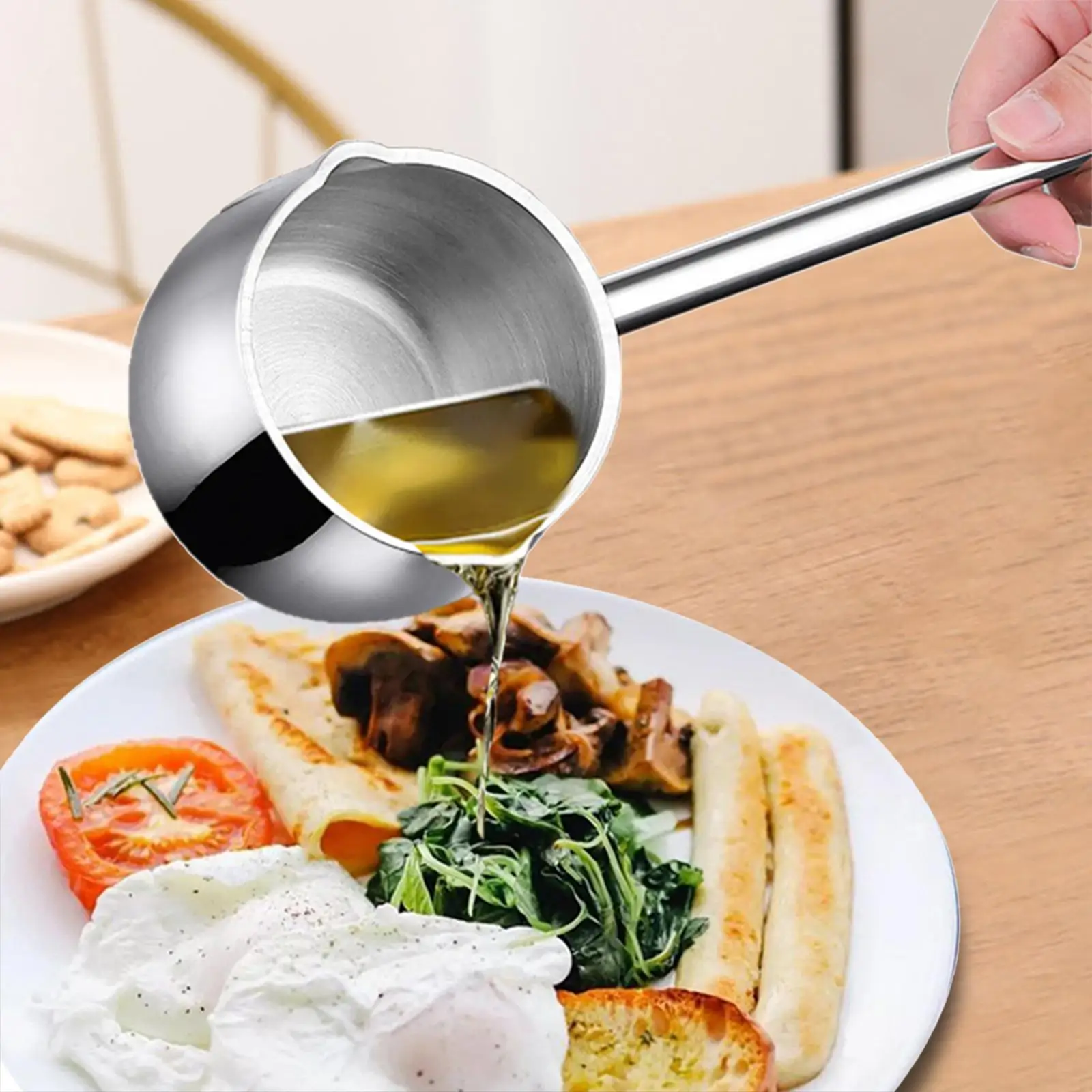 316 Stainless Steel Oil Splashing Small Pot Thickened Hot Milk Hot Oil Small Pot Mini Oil Pouring Baby Complementary Food Pot