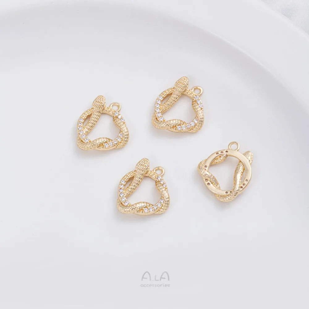 1 قطعة دلايات النحاس 14K الذهب اللون الزركونيوم مجموعة مستطيل إطار دائري قلادة بيثون حلقة قلادة أقراط قلادة مجوهرات ذاتية الصنع #4