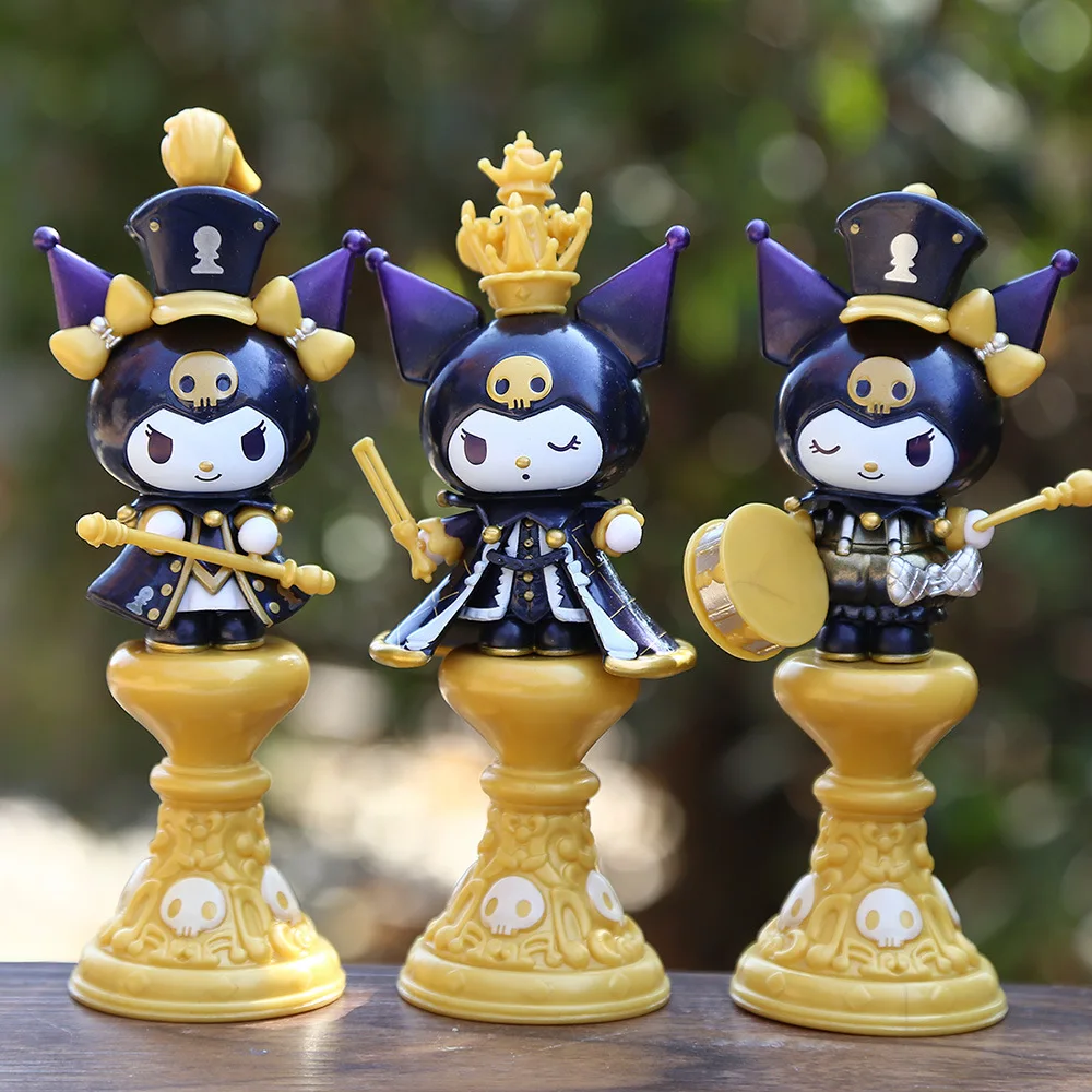 6 pçs sanrio anime figura kuromi banda série figura de ação boneca bonito modelo brinquedos coleção presente