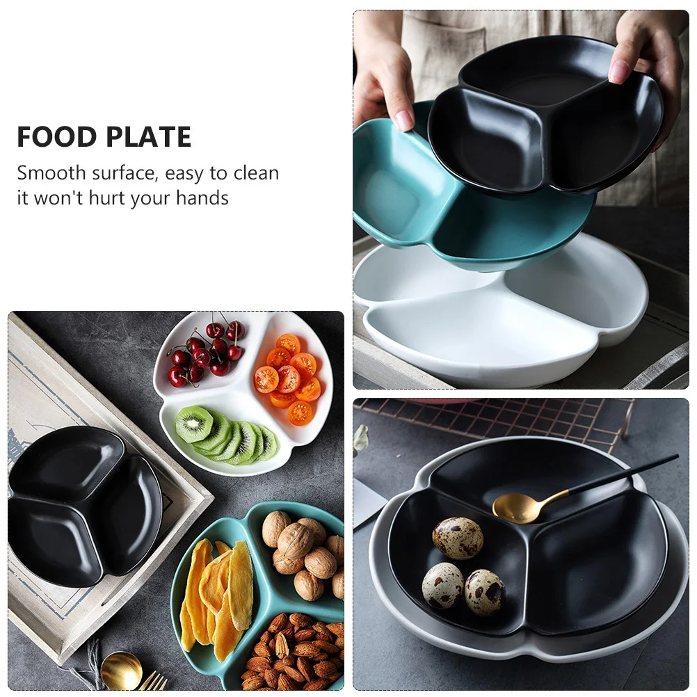 

1Pcs Divided Ceramic Plate Premium Fruit Serving Tray for Snacks Appetizers Smooth Edge Multi-Compartment Food Plate for Home