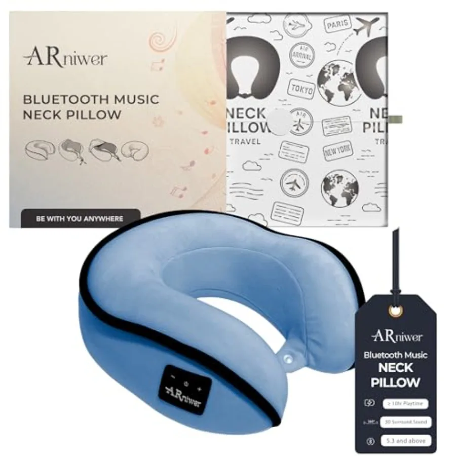 

Bluetooth-колонка полукруглая 360° ° Подушка для шеи с беспроводной Bluetooth-колонкой: идеально для самолета, поезда, автомобиля, офиса, улицы, кемпинга