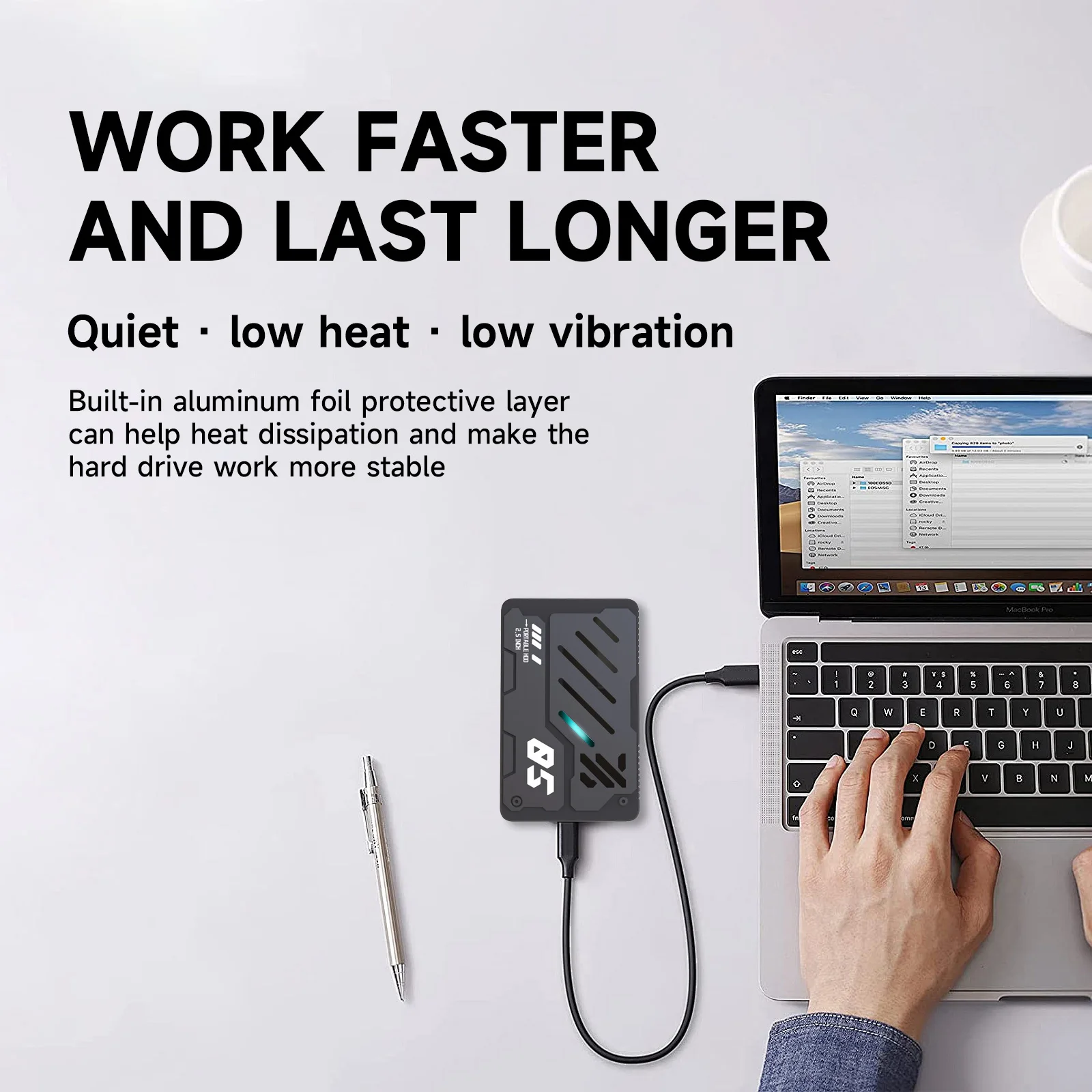 Disco rígido externo estilo MECHA RGB de 2,5 polegadas USB 3.0 e tipo C para PC Mac Desktop Laptop Equipamento de escritório