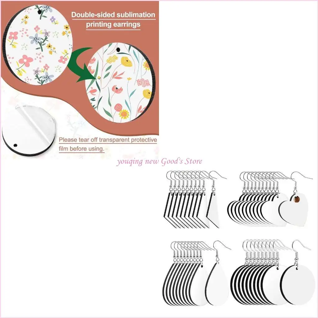 

57QA 40 шт. Сублимационные пустые серьги Серьги с теплопередачей Необработанные деревянные серьги