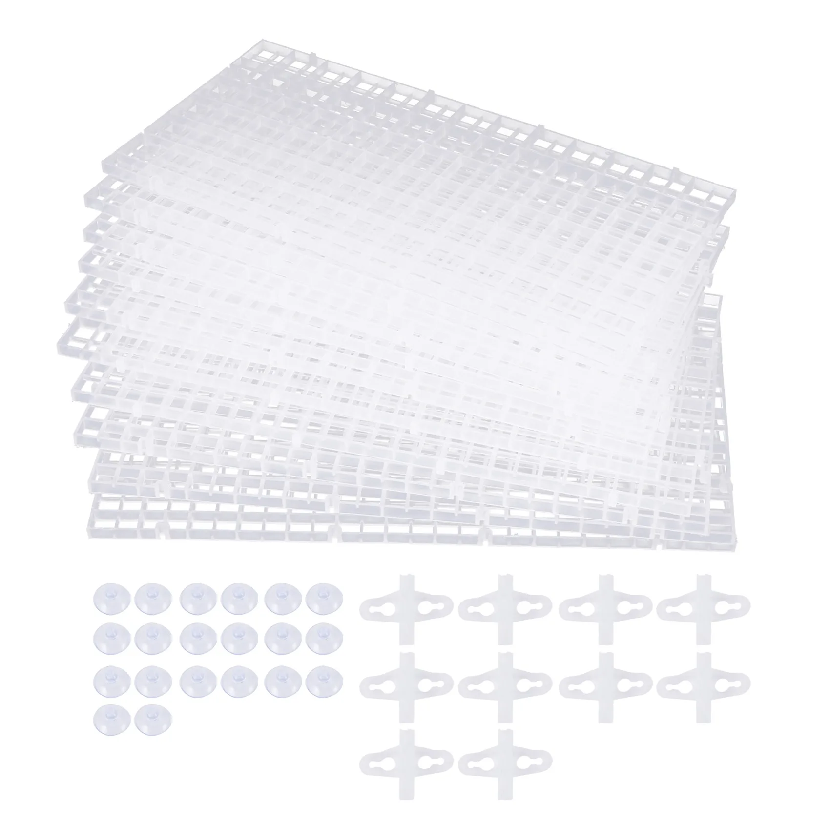 10PCS Aquarium Divider Fish Tank Divider Filter Grids Separation Grid Tray Isolation Board Grid with 20 PCS Sucker Clips