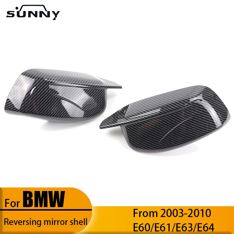 

Suitable for BMW 5 Series 6 Series E60 E61 E63 E64 M4 Carbon fiber pattern cow horn glossy black rearview mirror housing