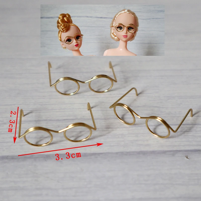 1Pcs Kleine Mode Niedlichen Puppen Runde Brille Brillen Mini Spielzeug Brillen Puppe Zubehör Plüsch Puppe Gläser Dressing Zubehör