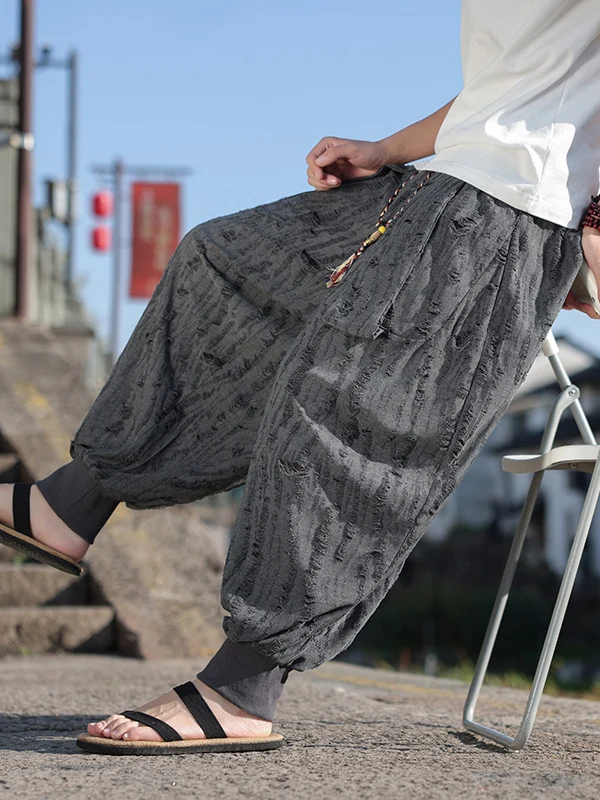 

New Chinese Sle Casual Pants Men's Spring Summer plus Size Loose Trousers with Saes Harlan Sle Loose Cuffed Jeans