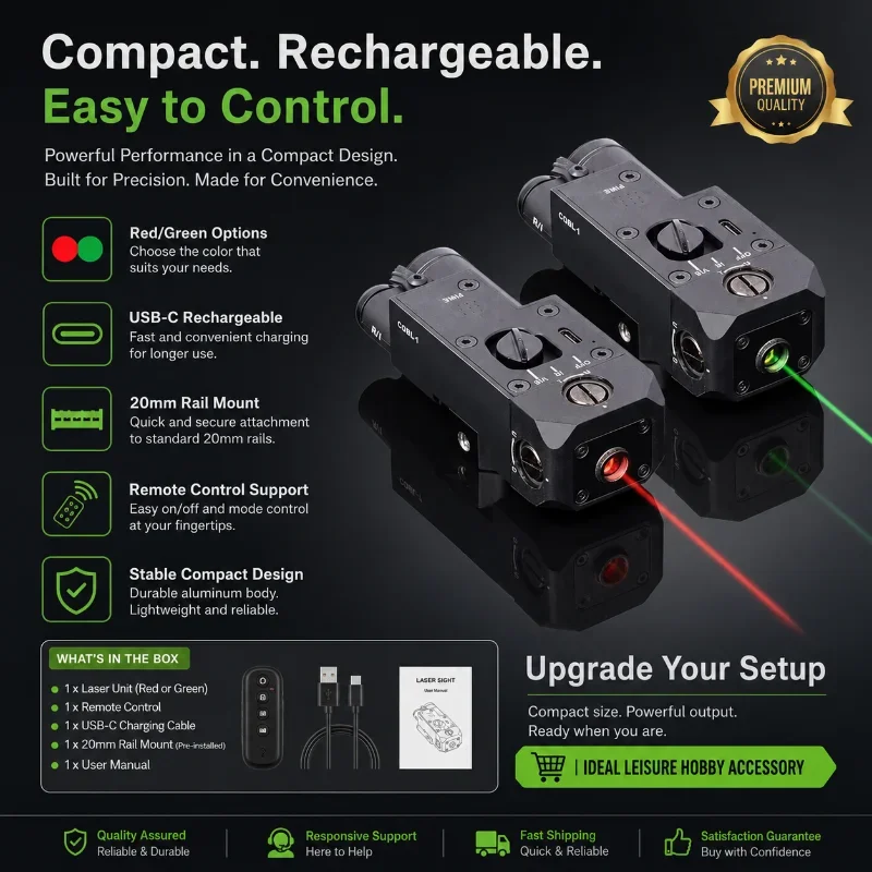 Compact CQBL-1 Rail Mount Locator Laser USB-C Charging Nylon Housing Wired Control Hobby Leisure Practice Gear