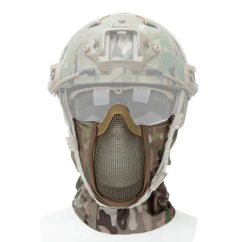 FDHBGE Tactical Headgear Masks Safety Protective Hunting CS Wargame Cap Steel Mesh Airsoft Paintball Outdoor Shooting Equipment