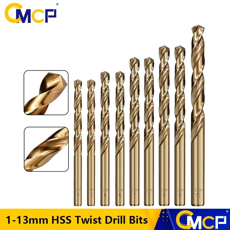 

CMCP 1-13mm HSS Twist Drill Bits M2 Cobalt Coated For Wood /Metal Hole Cutter Gun Drill Bits Metalworking Tools