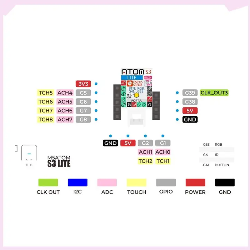 

B24B ATOMS3 Lite ESP32S3 Комплект разработки Iot, интеграция AI, беспроводное программирование для обучения и прототипирования