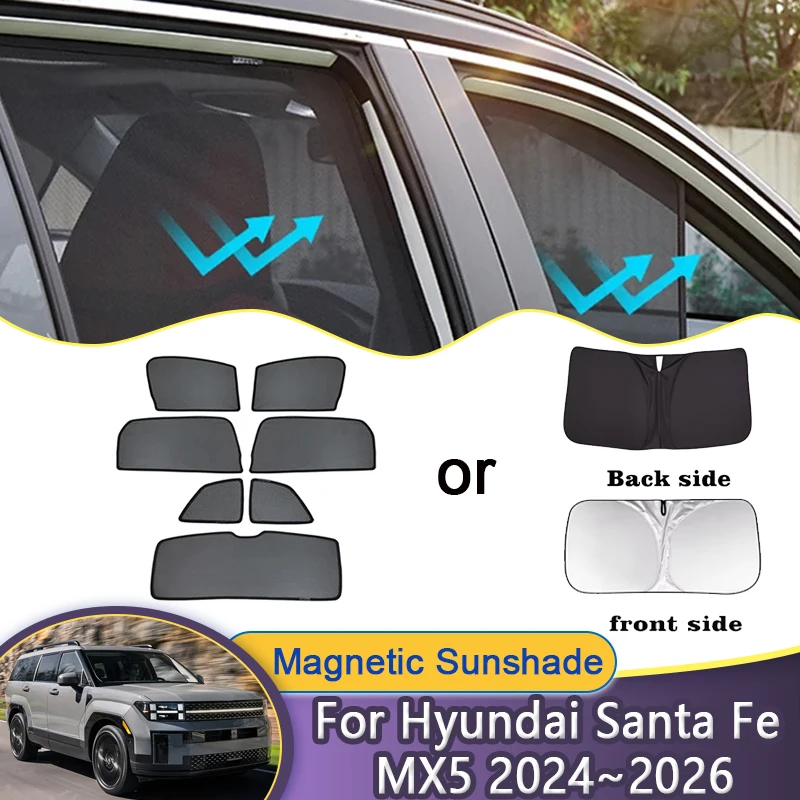 

Автомобильные солнцезащитные козырьки с защитой от УФ-лучей для Hyundai Santa Fe 2024 2025 2026 MX5 MK5, оконная магнитная сетка, солнцезащитный козырек, козырек, автоаксессуары