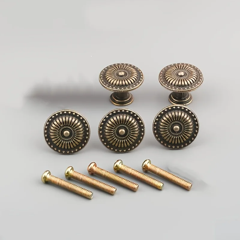 5 sets of handle sets, retro-colored sunflower single-hole handles, suitable for cabinet and wardrobe door panels