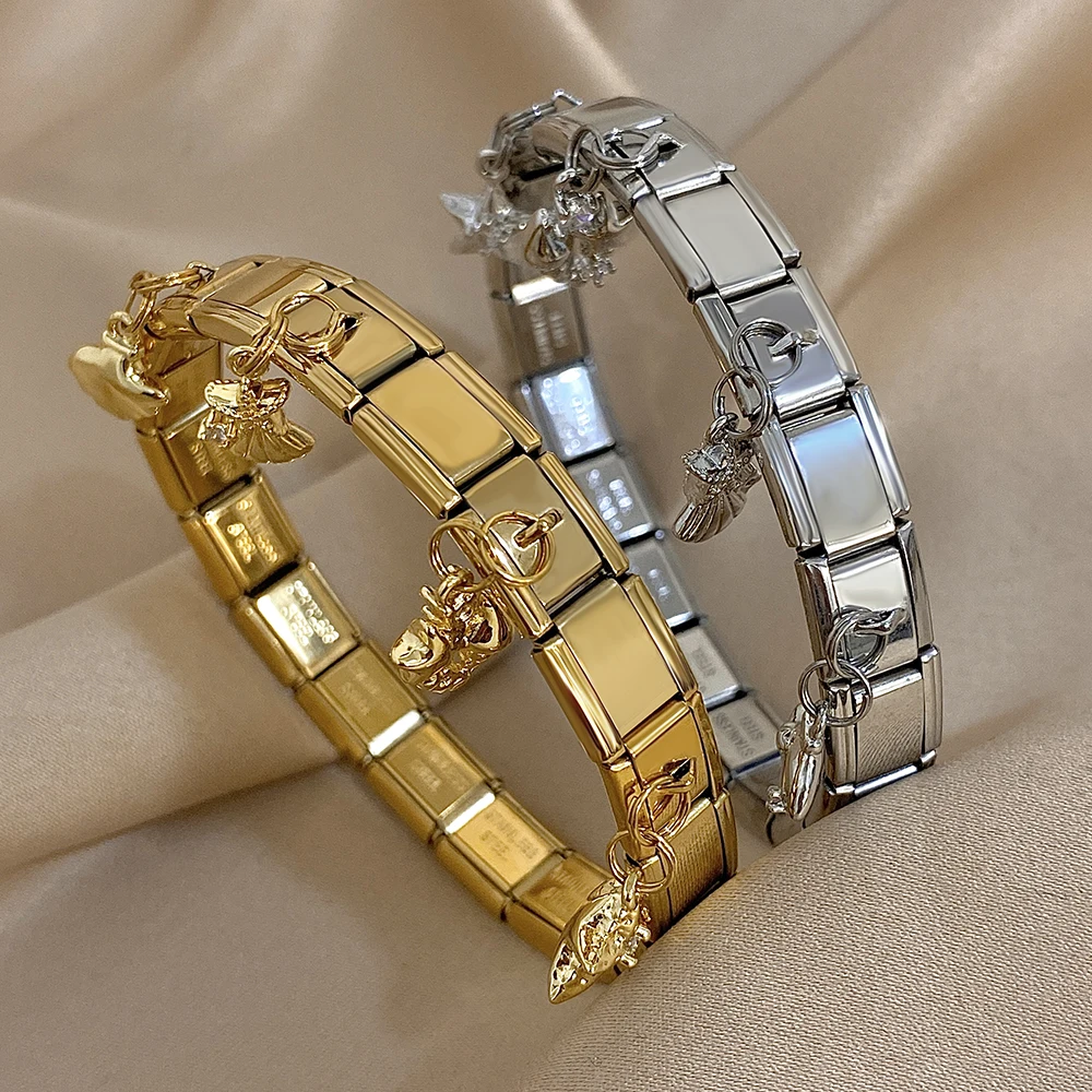 

Smooth Elastic Stainless Steel Bangle Bracelet for Women Ocean Series Starfish Scallop Conch Pendant Bracelet Waterproof Jewelry