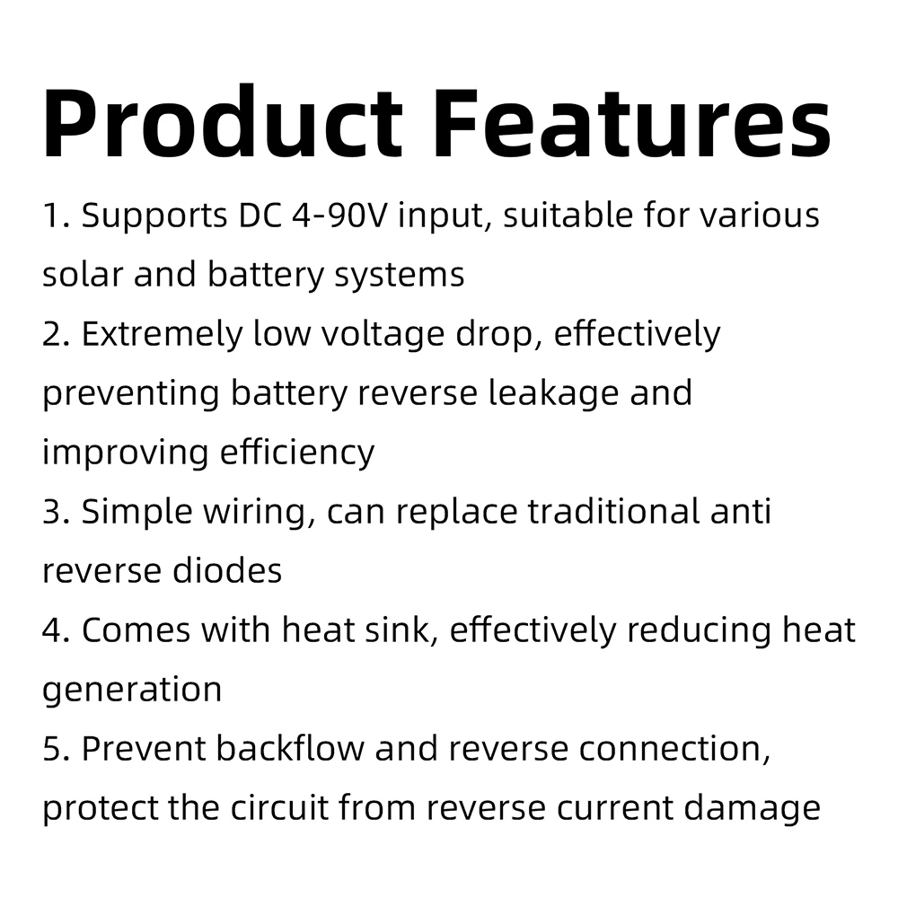 DC 3,5-60V DC 4-90V Ideales Diodenmodul für Solarsysteme 20A Rücklaufschutz Niedriger Spannungsabfall Kühlkörper Inklusive – Detail 17