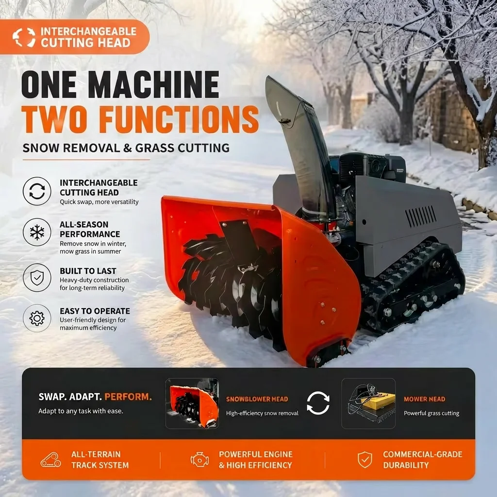 High Efficiency Professional Hybrid 15HP  Engine All Terrain Tracked Multi Purpose Clearing Machine for RC Snow Blower