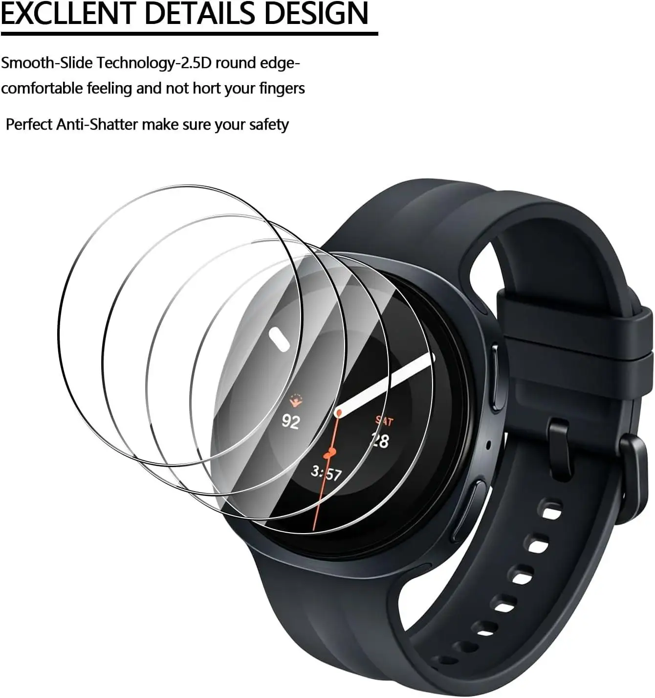 Gehärtetes Glas für Samsung Galaxy Watch 9/8/8 Classic 46 mm Zubehör HD Clear Film Galaxy Watch 9 44 mm 40 mm Displayschutzfolie